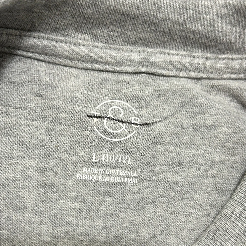 T&B Graphic Tee Kids L 10/12 Grey NEW Pwr To The Grls Long Sleeve Shirt Feminist